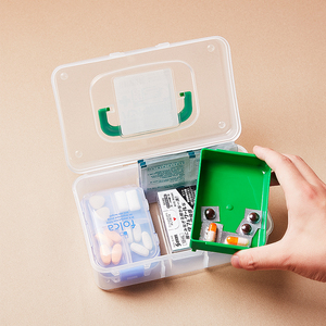 日本进口药箱家用迷你小号医药箱药物收纳盒双层便携急救箱子