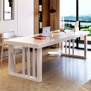 现代简约电脑桌台式桌轻奢北欧单人长方形家用纯白色实木办公书桌