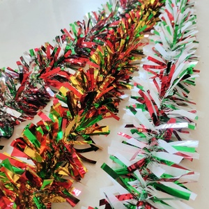 （3条）圣诞装饰品红绿彩条拉花圣诞树装饰彩带毛条商场店铺挂饰
