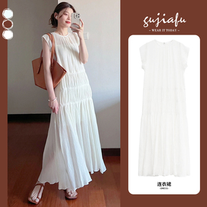 超好看的白色连衣裙女2024夏季新款法式显瘦高级感很仙绝美长裙子