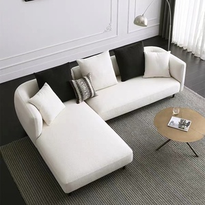 简约布艺l型转角沙发客厅现代大小户型家具组合新款弧形丝绒沙发