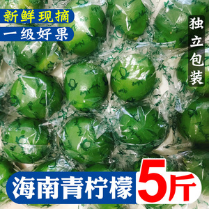 海南青柠檬新鲜现摘绿皮薄多汁非无籽饮品5斤整箱包邮当季现摘发