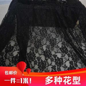 高档黑色褶蕾皱镂刺绣丝花边空装面料274351连衣裙手工裙子宽布料