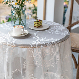 法式公主风白色蕾丝长方形茶几桌布美式田园台布野餐布餐桌布盖布