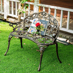 公园椅户外长椅子长凳子花园庭院休闲铁艺花靠背椅子室外座椅铸铝