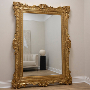 欧式镜子全身镜大尺寸奢华穿衣镜家用靠墙定制木框复古雕花落地镜