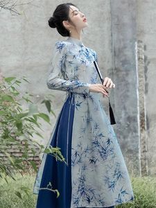 新中式国风套装中国风改良版旗袍年轻款少女茶服女禅意文艺连衣裙