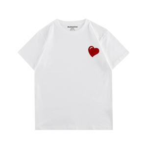 MushronCow简单爱心 小众设计印花短袖T恤夏季纯棉圆领情侣装上衣