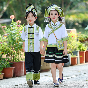 儿童三月三广西壮族舞蹈演出服苗族少数民族风男女童表演服装