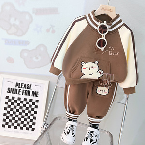 男童秋冬套装新款洋气1一3岁男宝宝冬季加绒棒球服婴儿童运动衣服