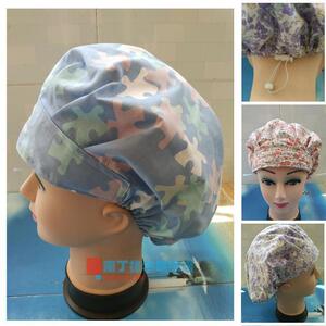 印花护士帽手术帽月子帽化疗帽全棉ICU手术室医生帽包邮带调节扣