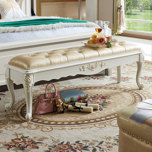 欧式床尾凳卧室实木换鞋凳家用床榻床头凳床边凳床尾沙发白色长凳