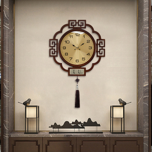 轻奢挂钟新中式万年历客厅家用时尚静音大气简约潮流钟表挂墙时钟