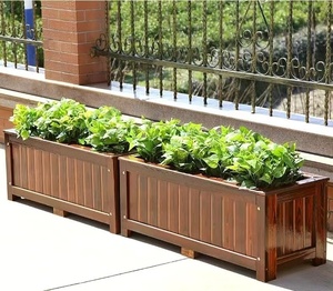 防腐木花箱长方形实木花盆阳台种菜种植箱桶户外露台组合定制花槽