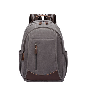 复古帆布背包可套拉杆箱15.6寸电脑包学生书包男士休闲旅游双肩包