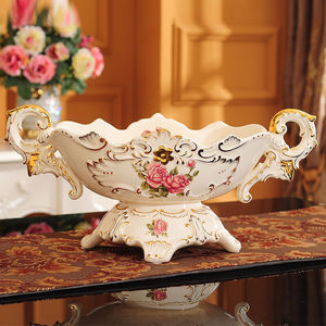 金裕尊欧式果盘套装客厅茶几装饰品摆件家用陶瓷水果盘创意现代欧