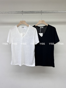 YYDS韩国女装COVER代购2024夏季新款纯棉净版V领基础款短袖T恤
