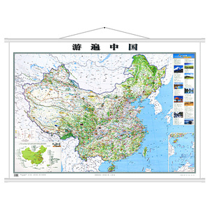 2024年中国旅游地图挂画高清覆膜防水全国自驾游景点现代装饰画