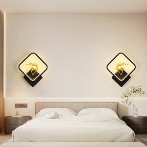 床头壁灯一对床头灯卧室暖色主卧壁灯高级感卧室灯设计感简约现代