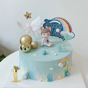 艾伦王子蛋糕装饰创意甜品台王子公摆件彩虹云朵翅膀五角星配饰