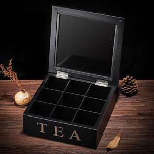 正品九格竹子制茶叶盒天窗袋装咖啡收纳盒竹木质茶叶罐零食收纳储