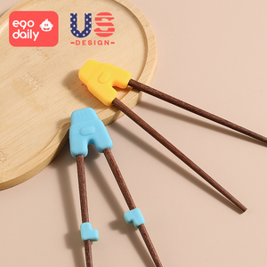 儿童筷子训练筷3岁6岁家用木质辅助器防滑宝宝专用硅胶学习食品级