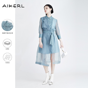 AIKERL艾可儿女装2024春夏季新款连身裙子高级长袖连衣裙D212602