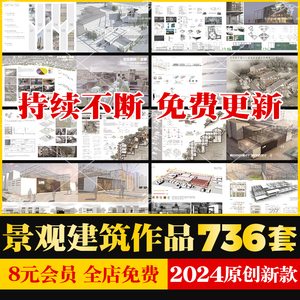 考研答辩留学作品集室内景观环艺建筑规划PSD排版模板文本PS源件