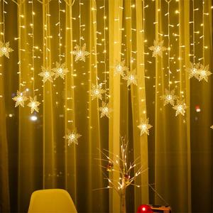 LED窗帘彩灯雪花冰锥灯卧室阳台星星装饰灯圣诞节日氛围布置挂灯