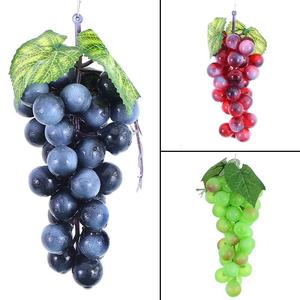 仿真葡萄粒假水果仿真水果蔬菜软橡胶葡萄串带叶植物小摆件装饰品