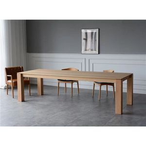 北欧纯实木极简餐桌现代洽谈办公桌设计师原木色书桌简约长桌方形