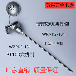 WRNK2/WZPK2-131双支铠装热电偶/热电阻 四线制K型 六线制PT100型