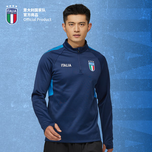 意大利国家队官方商品 | 深蓝运动健身速干吸汗衣长袖足球训练服