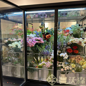 花店双门三门鲜花保鲜展示柜立式花柜商用风冷直冷花艺储存冷藏柜