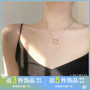 日韩国简约几何圆圈项链气质唯美珍珠颈链夏季日常闺蜜锁骨链809