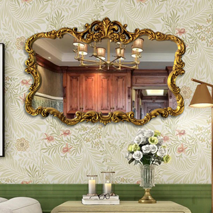 欧式复古浴室镜挂墙卫生间横款异形镜子美式古典艺术镜装饰镜镜子