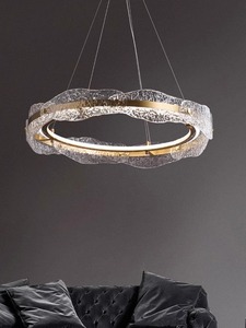 后现代轻奢吊灯意式极简客厅餐厅卧室圆环形玻璃灯设计师全铜灯具