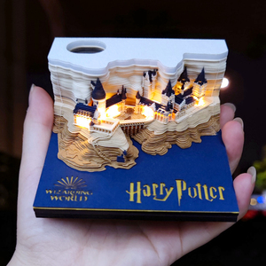 哈利波特便利贴3D立体便签纸霍格沃茨城堡创意日历手撕纸雕送礼物