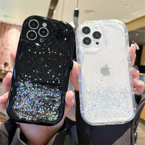 冷淡风梦幻星空闪粉适用于iphone15手机壳14proMAX简约13亮片苹果12透明滴胶XR奶油纹8plus硅胶套7P高级6防摔