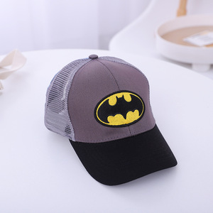 夏季卡通超人蝙蝠侠标志儿童防晒棒球帽遮阳网帽2-8岁男孩鸭舌帽