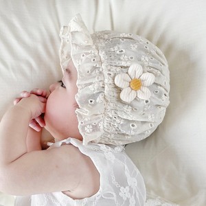 婴儿公主帽子春秋韩系洋气宫廷帽女童薄款小月龄女宝宝纯棉包头帽