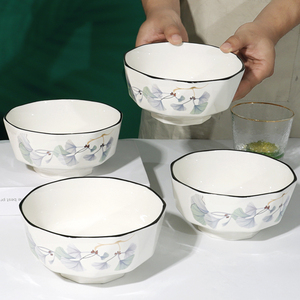 4个装陶瓷面碗家用6英寸汤面碗网红大饭碗面条碗泡面碗北欧风餐具