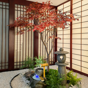 红枫树仿真树室内大型禅意景观日式庭院造景装饰摆件枫叶假树干景