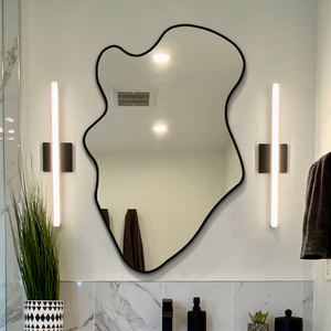北欧不规则镜子艺术卫生间浴室镜壁挂异形化妆镜LED灯智能装饰镜
