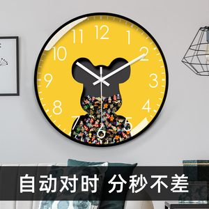 智能钟表挂钟客厅家用2023新款挂墙电波时钟静音石英钟创意钟表