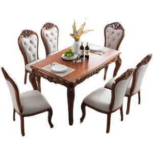 新美式全实木奢华餐桌椅组合欧式大小户型古典饭桌6人家用简约夕