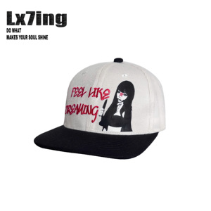 Lx7ing原创人物拼色棒球帽平沿帽立体刺绣男女美式街头可调节帽子