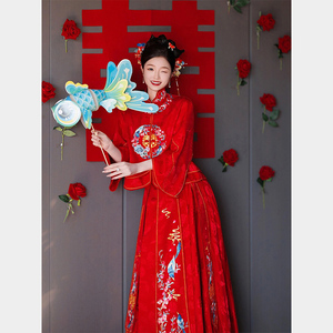 新中式红色秀禾服结婚服敬酒服新娘婚纱礼服马面裙套装2024年新款