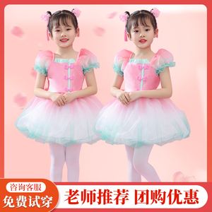六一儿童演出服蓬蓬裙可爱女童粉色舞蹈纱裙幼儿园桃萌幺幺表演服