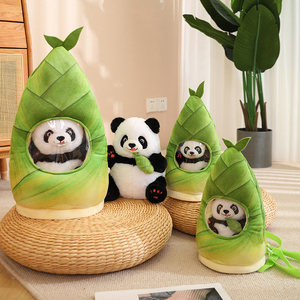 创意竹笋熊猫毛绒玩具背包玩偶 挂件熊猫公仔娃娃批发